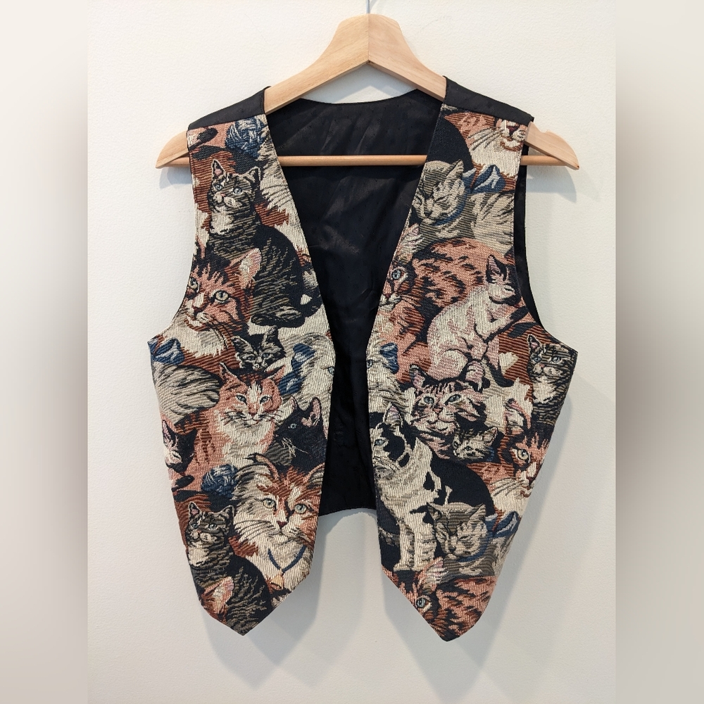 Vintage Cat Tapestry Vest